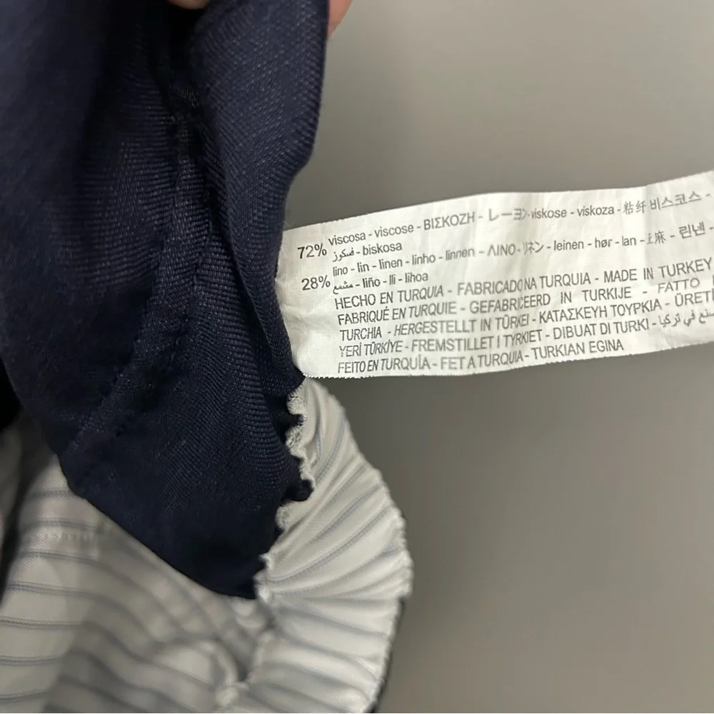 Zara Navy Linen/Viscose Blend Pants Size Small - Picture 5 of 5
